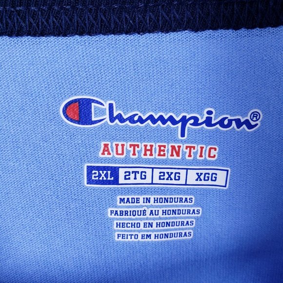 Champion Men's Three-Quarter Raglan Sleeve Baseball T-Shirt Size 2XL Blue - Picture 5 of 7